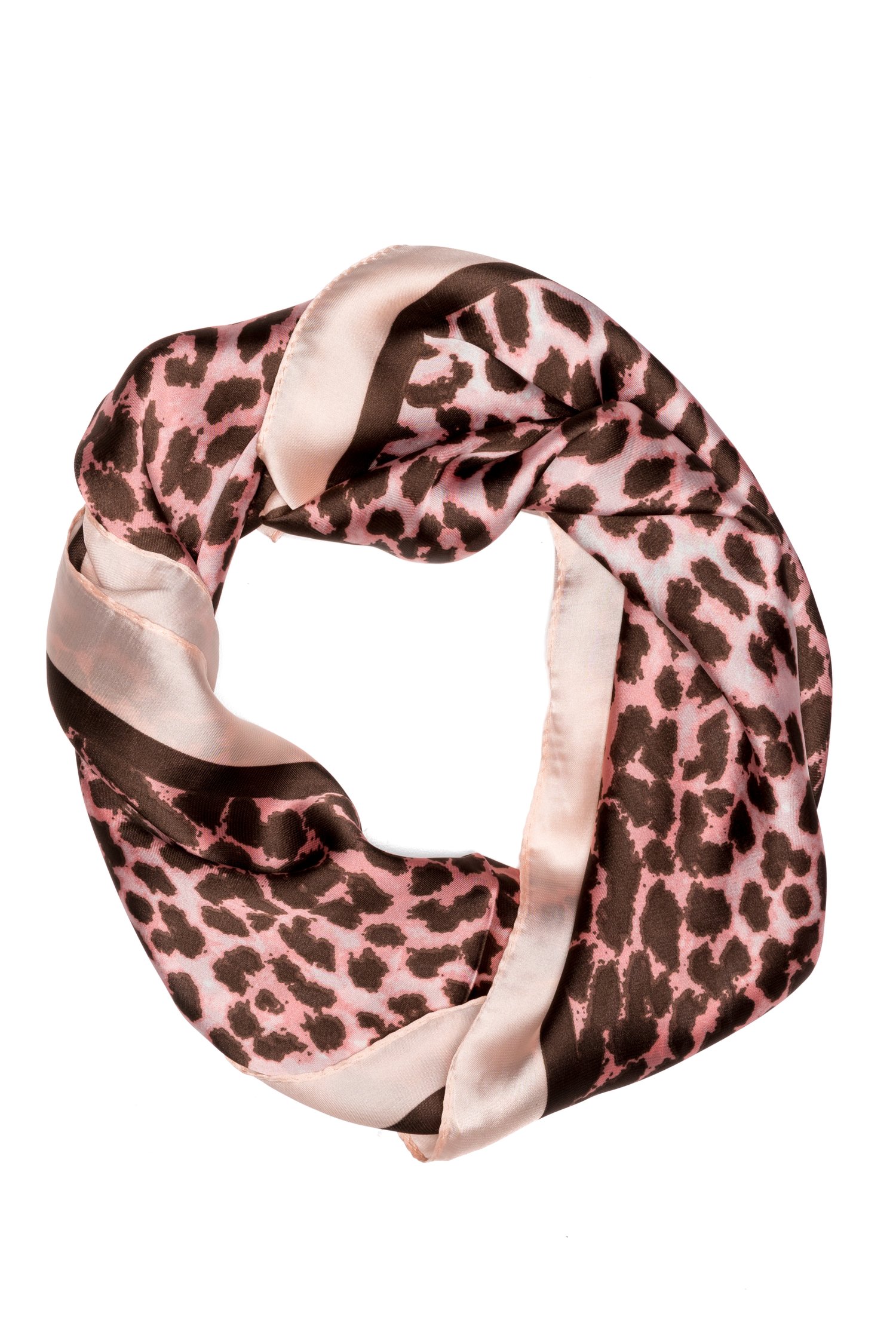 Esarfa patrata roz cu animal print