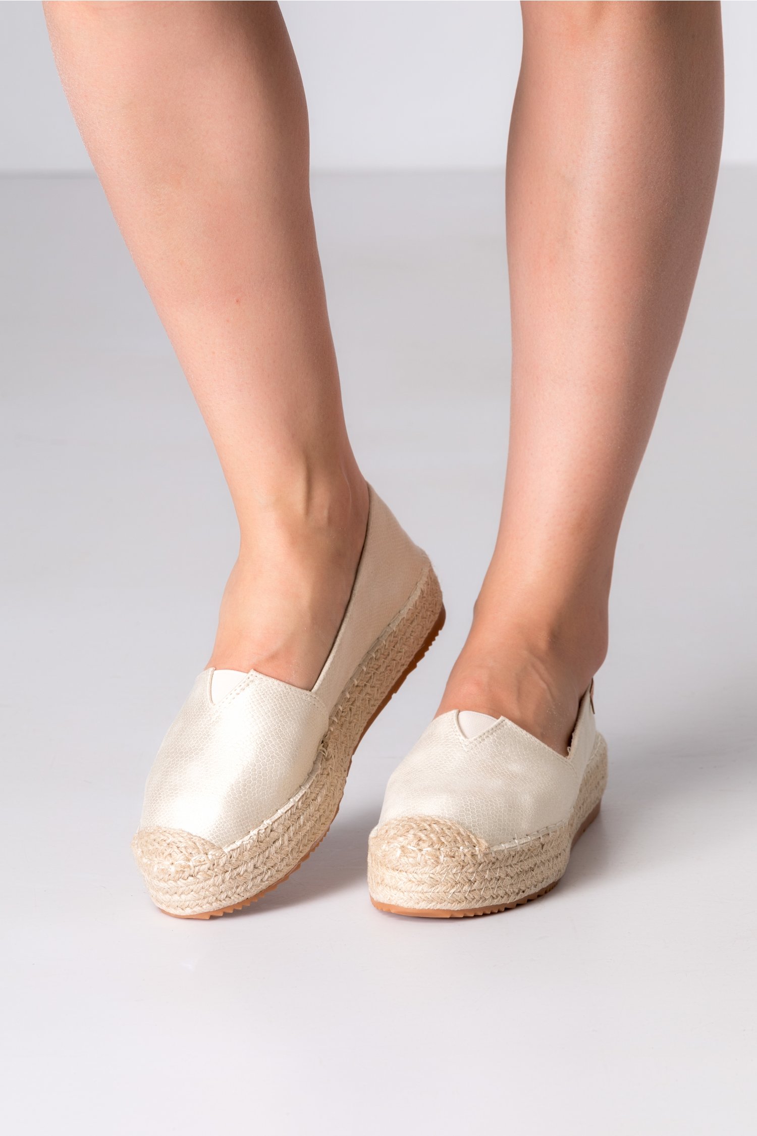 Espadrile bej sidefat dama