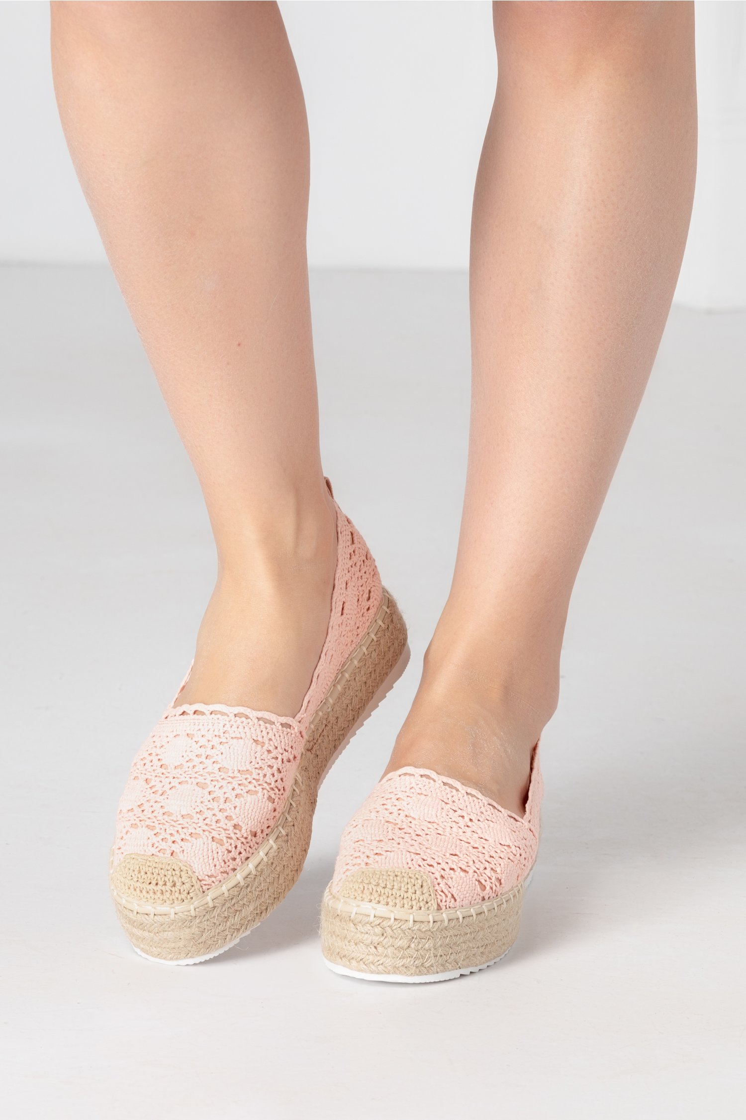 Espadrile dama cu dantela roz