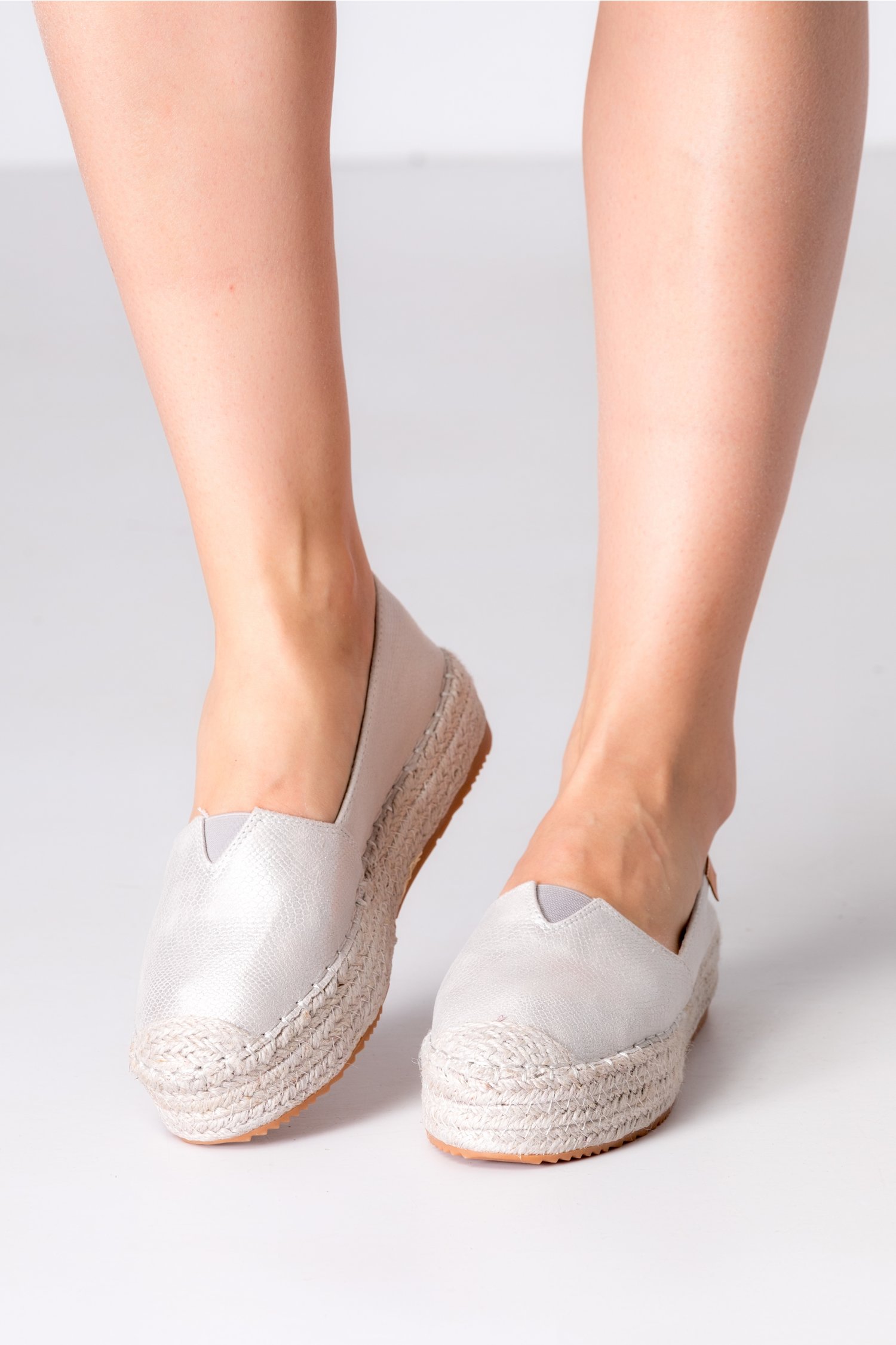 Espadrile gri sidefat dama