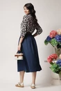Fusta casual din denim albastru inchis cu buzunare si curea