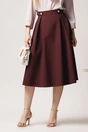Fusta DY Fashion midi office din stofa bordo cu nasturi pe talie