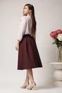 Fusta DY Fashion midi office din stofa bordo cu nasturi pe talie