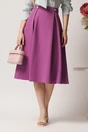Fusta DY Fashion midi office din stofa mov cu nasturi pe talie
