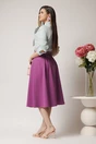 Fusta DY Fashion midi office din stofa mov cu nasturi pe talie