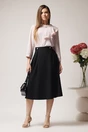 Fusta DY Fashion midi office din stofa neagra cu nasturi pe talie