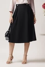 Fusta DY Fashion midi office din stofa neagra cu nasturi pe talie