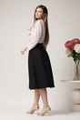 Fusta DY Fashion midi office din stofa neagra cu nasturi pe talie