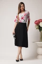 Fusta DY Fashion midi office din triplu voal neagra cu nasturi pe talie