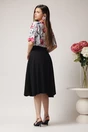 Fusta DY Fashion midi office din triplu voal neagra cu nasturi pe talie