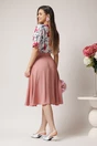 Fusta DY Fashion midi office din triplu voal roz cu nasturi pe talie