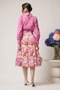 Fusta DY Fashion DY Fashion midi vaporoasa din voal alba cu imprimeuri magenta