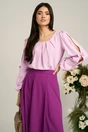 Fusta DY Fashion midi vaporoasa din voal mov