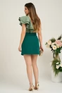 Fusta DY Fashion scurta din stofa verde cu nasturi si curea in talie