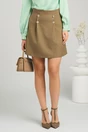 Fusta DY Fashion scurta office din jerse maro cu nasturi