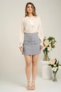 Fusta DY Fashion scurta office din stofa gri cu nasturi