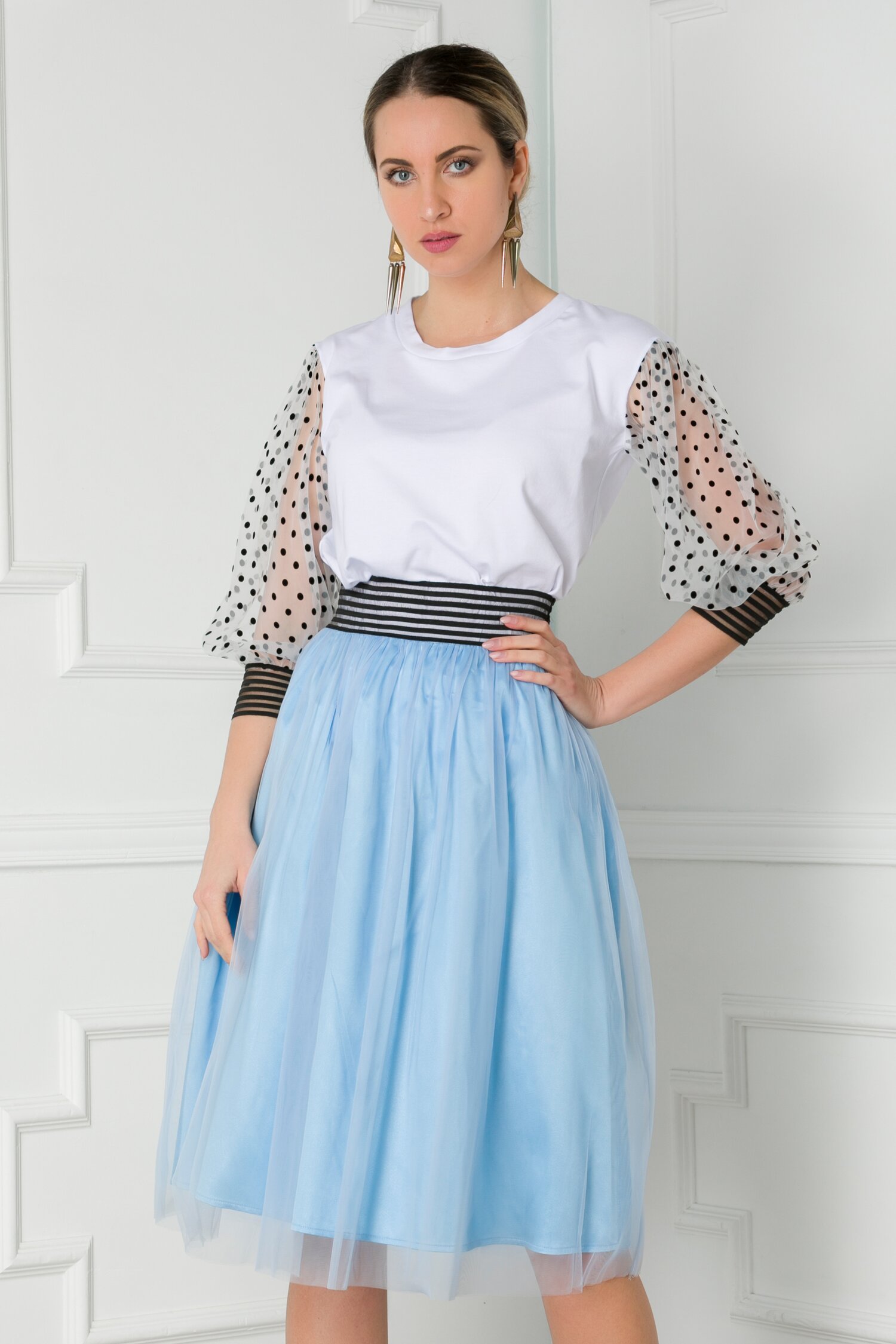 Fusta LaDonna bleu midi din tull