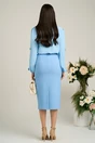 Fusta LaDonna midi office din stofa bleu cu nasturi decorativi