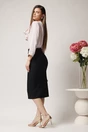 Fusta LaDonna midi office din stofa neagra cu nasturi decorativi
