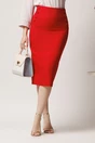 Fusta LaDonna midi office din stofa rosie cu nasturi decorativi
