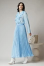 Fusta lunga din satin bleu cu pliuri, 2, dyfashion.ro