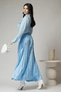 Fusta lunga din satin bleu cu pliuri, 3, dyfashion.ro