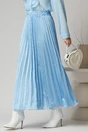 Fusta lunga din satin bleu cu pliuri, 1, dyfashion.ro