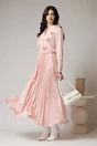 Fusta lunga din satin roz cu pliuri, 3, dyfashion.ro