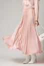 Fusta lunga din satin roz cu pliuri, 1, dyfashion.ro