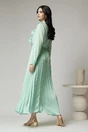 Fusta lunga din satin verde mint cu pliuri, 3, dyfashion.ro