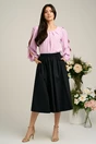 Fusta midi din bumbac neagra cu elastic in talie si buzunare functionale