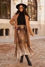 Fusta midi din voal animal print cu baza asimetrica