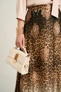 Fusta midi din voal animal print cu baza asimetrica