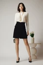 Fusta Moze office scurta din velur neagra evazata