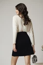 Fusta Moze office scurta din velur neagra evazata