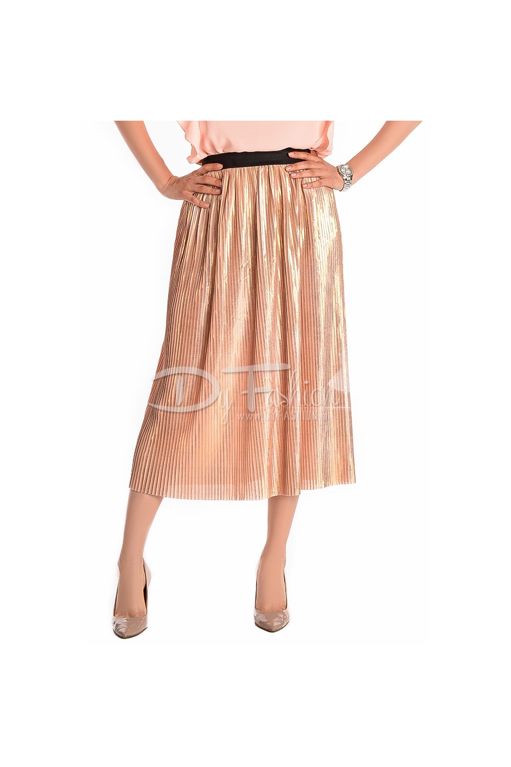 Fusta Plis Nude Midi De Ocazie