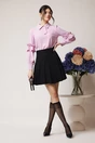 Fusta scurta office din stofa neagra cu pliuri