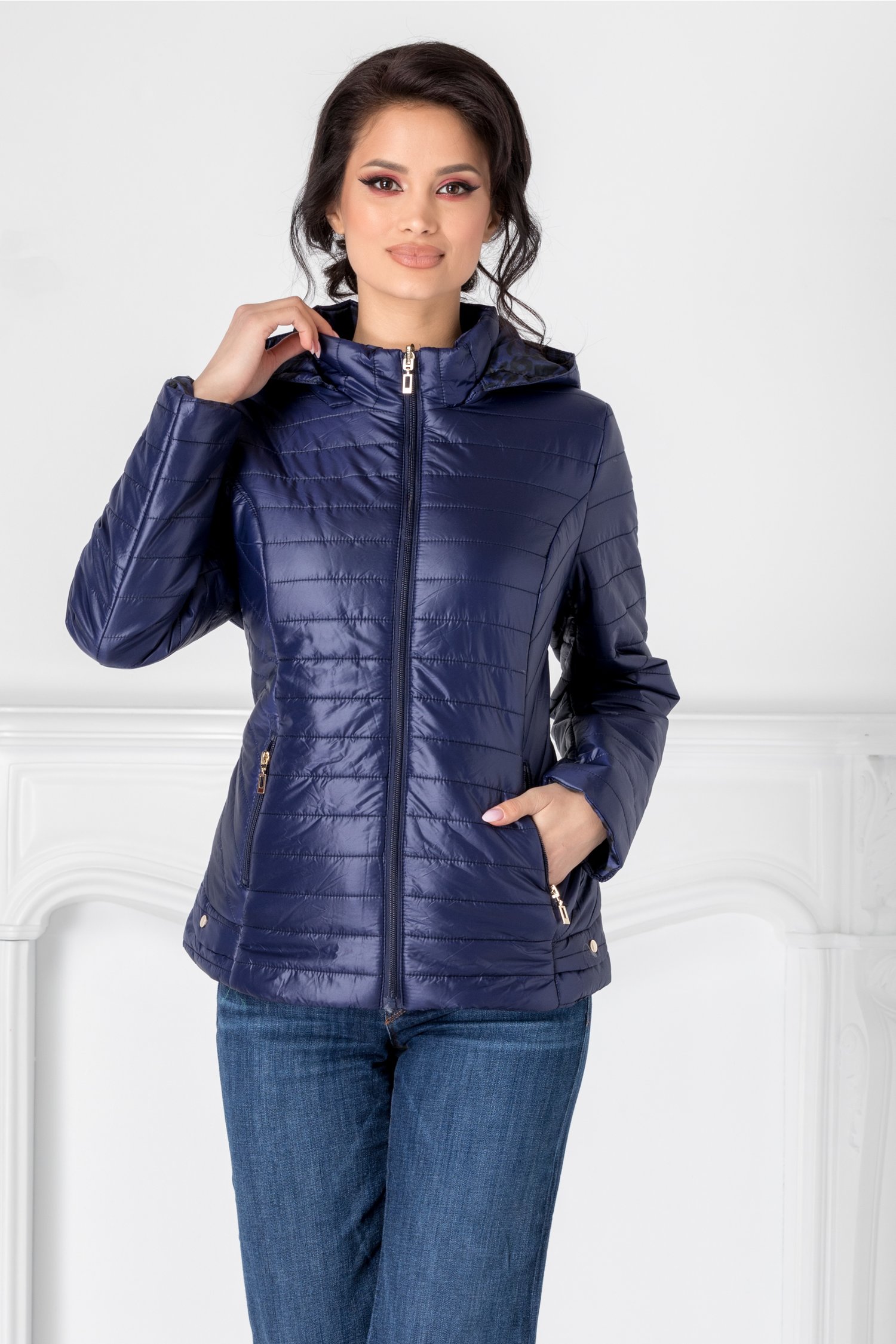 Geaca Emilia bleumarin casual