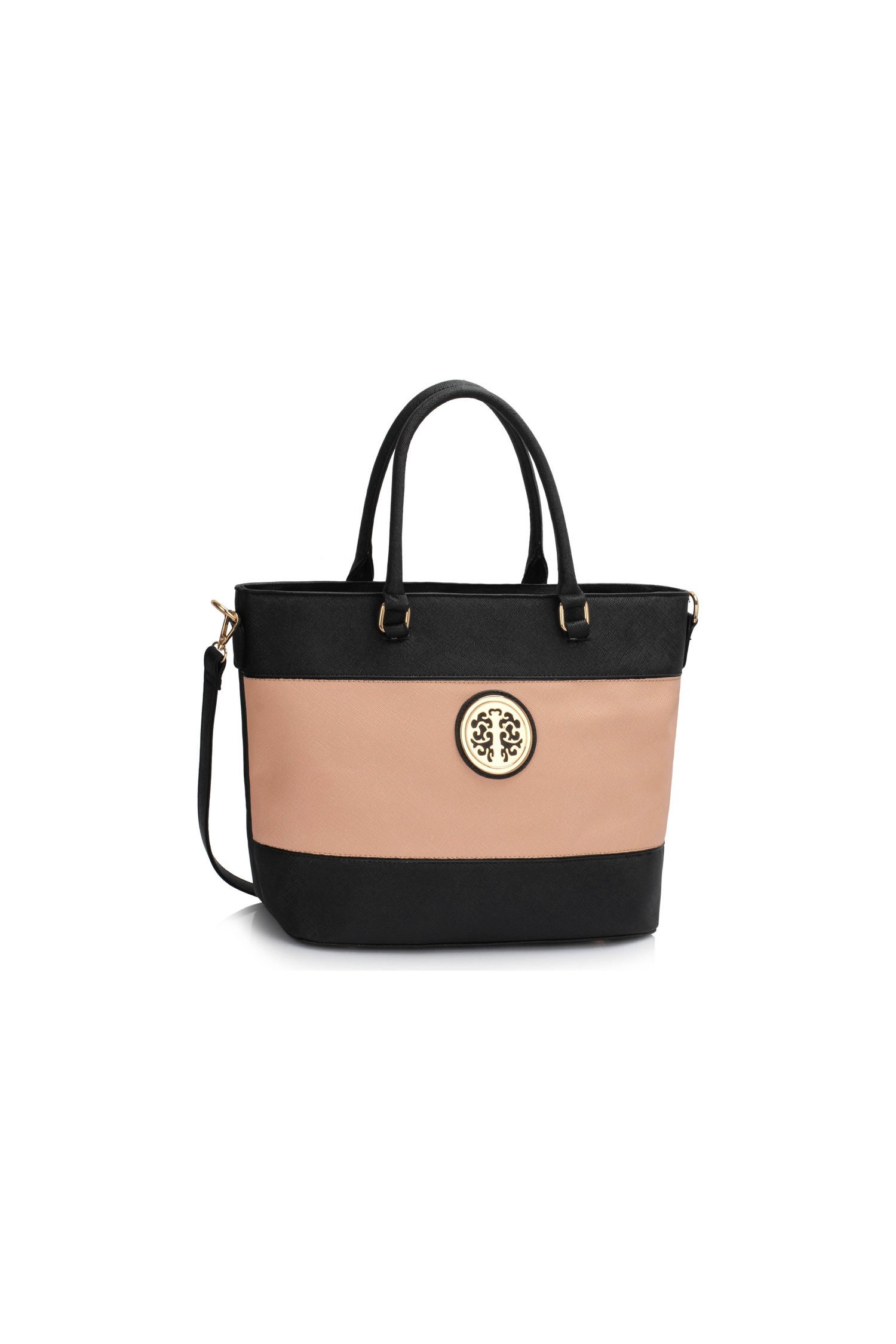 Geanta ester negru si nude rose