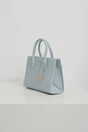Geanta office din piele ecologica blue patrata cu maner rotund