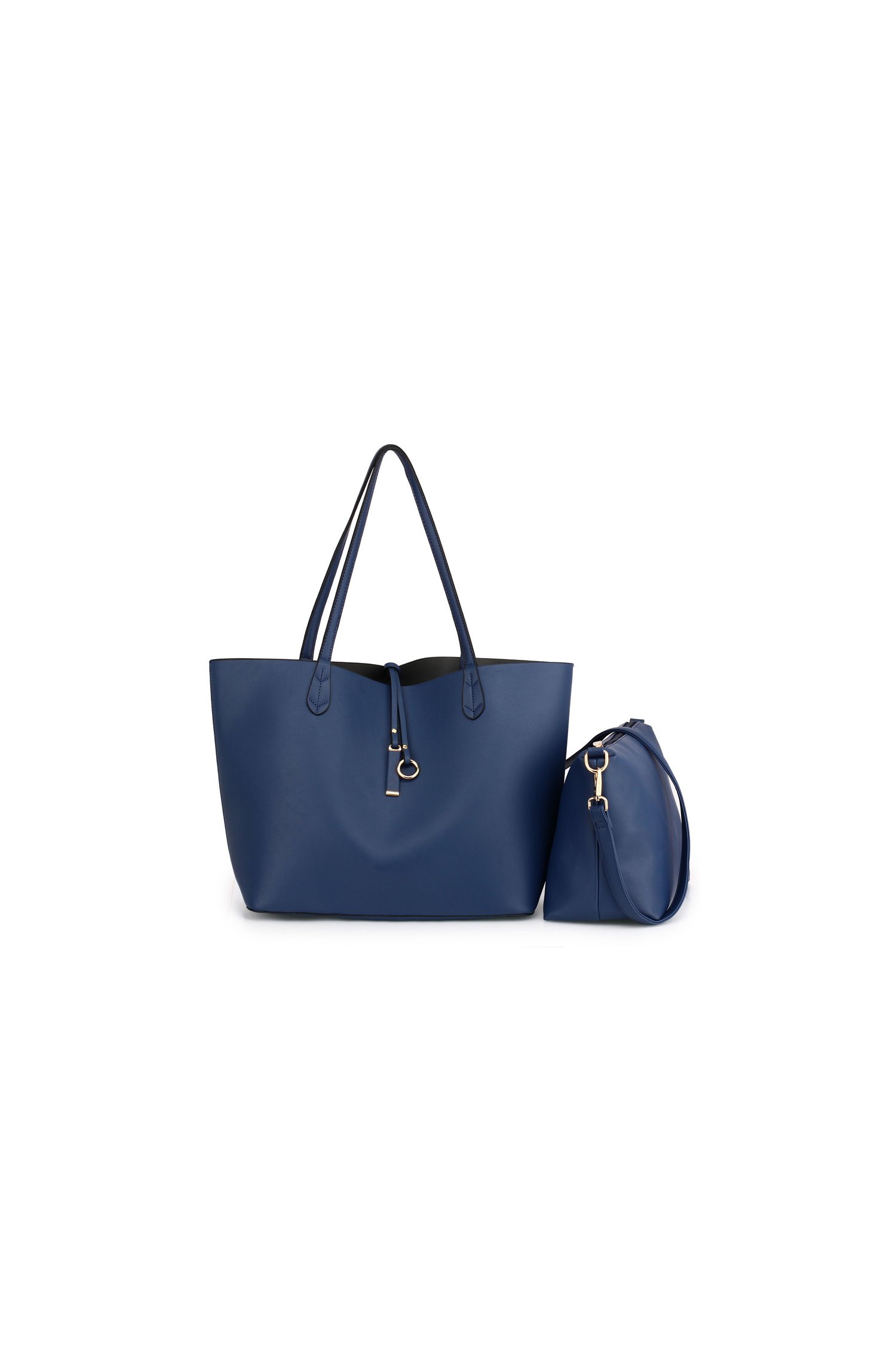 Geanta reversibila gri/bleumarin