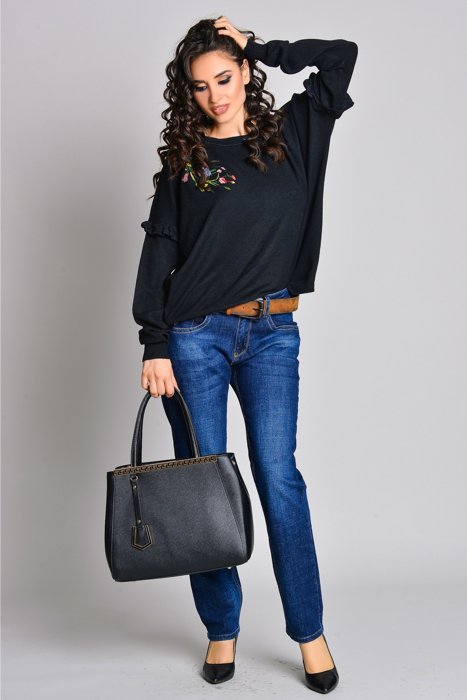 Jeans Leticia bleumarin croi lejer