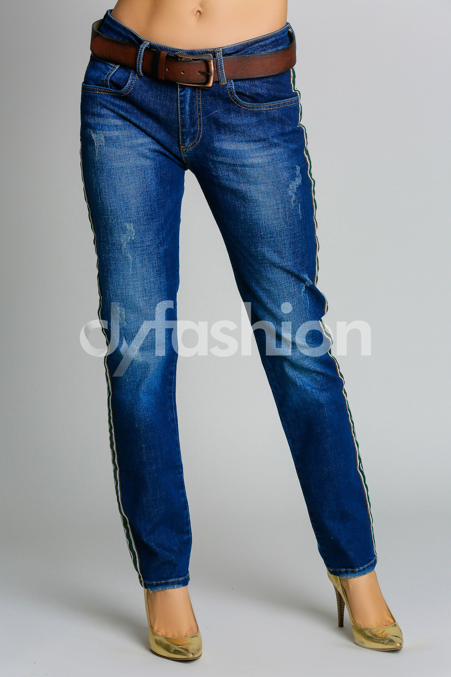 Jeans Niabi Albastri cu Benzi Laterale