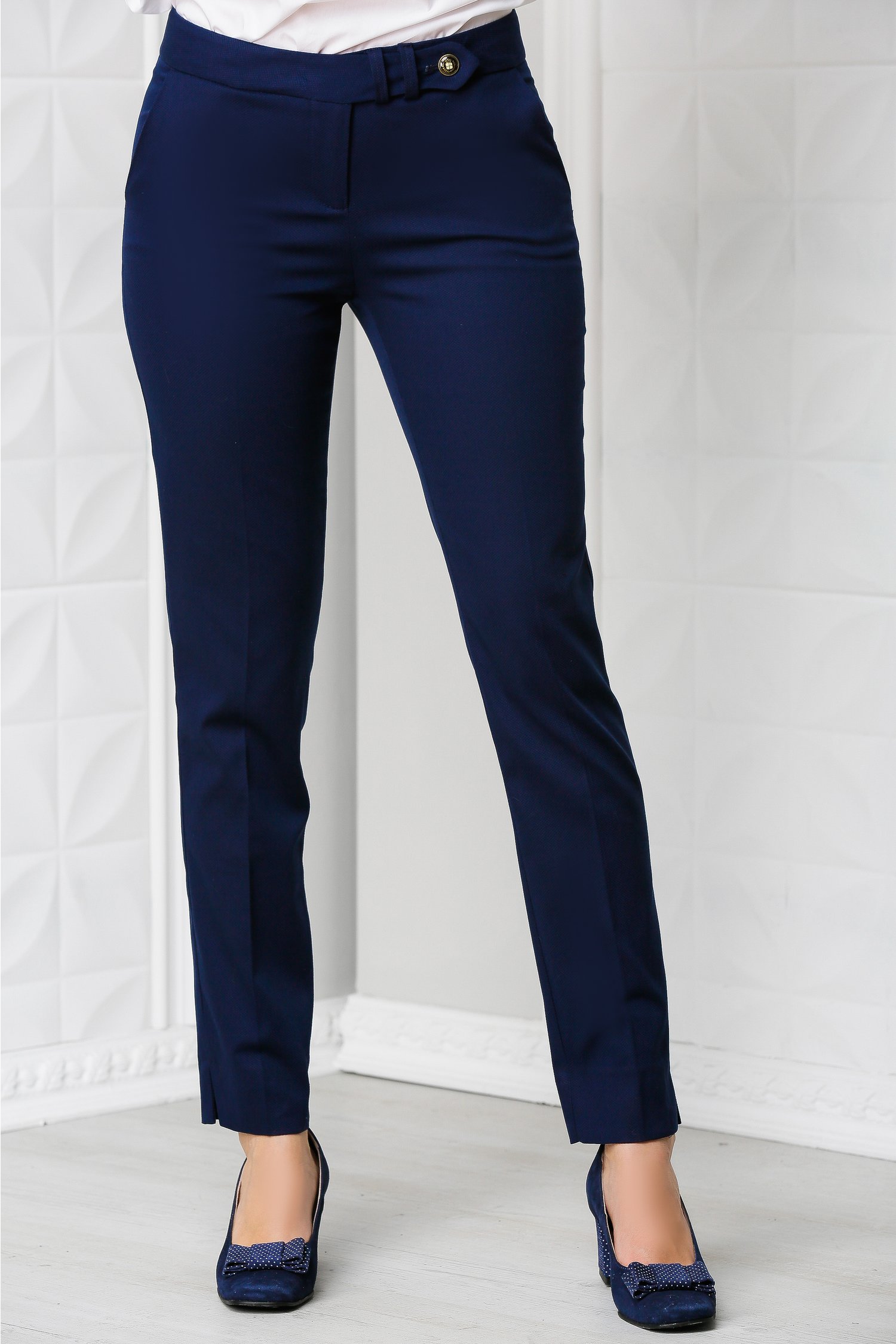Pantalon Debra office bleumarin din bumbac
