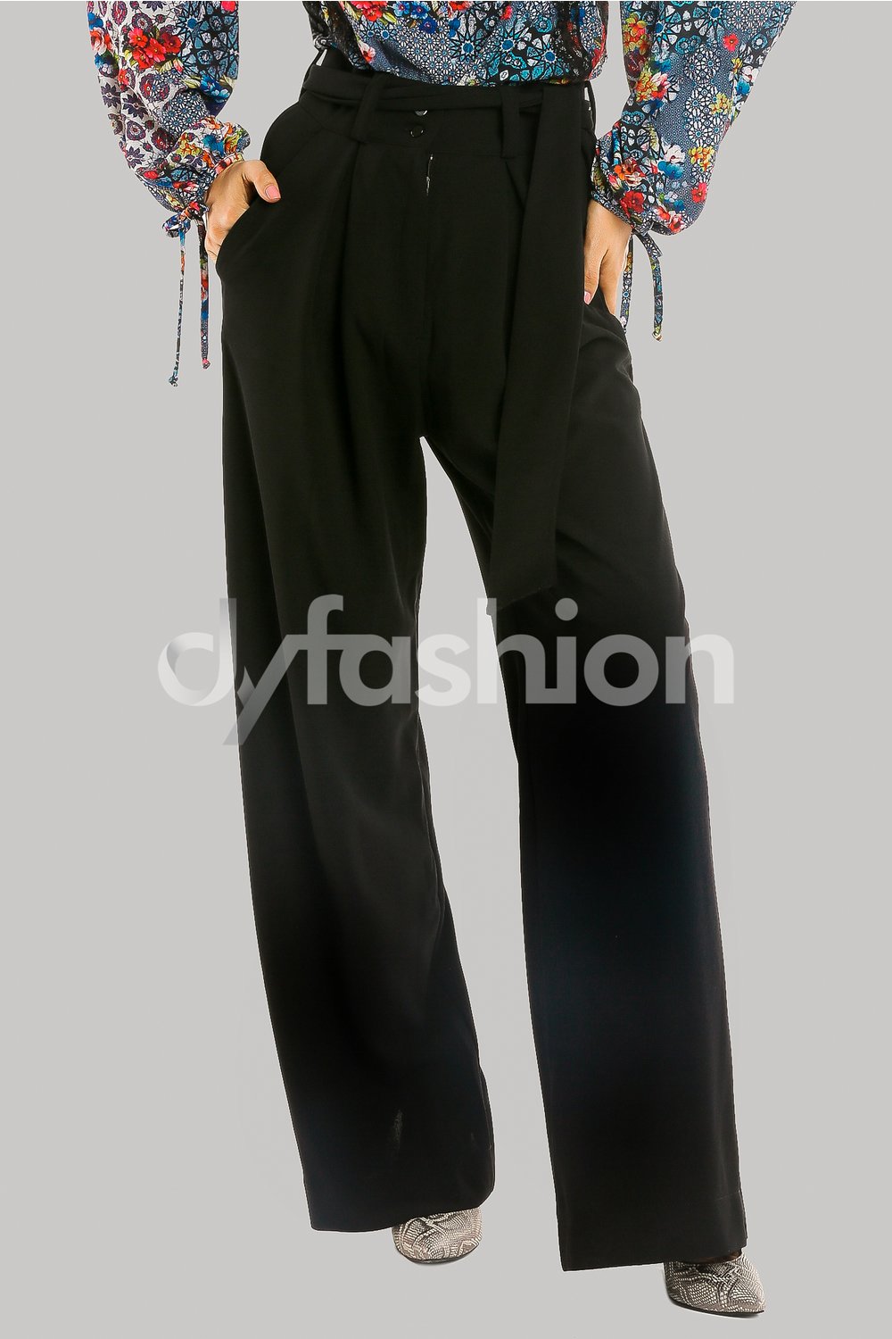 Pantalon Palazzo Negru Triplu Voal