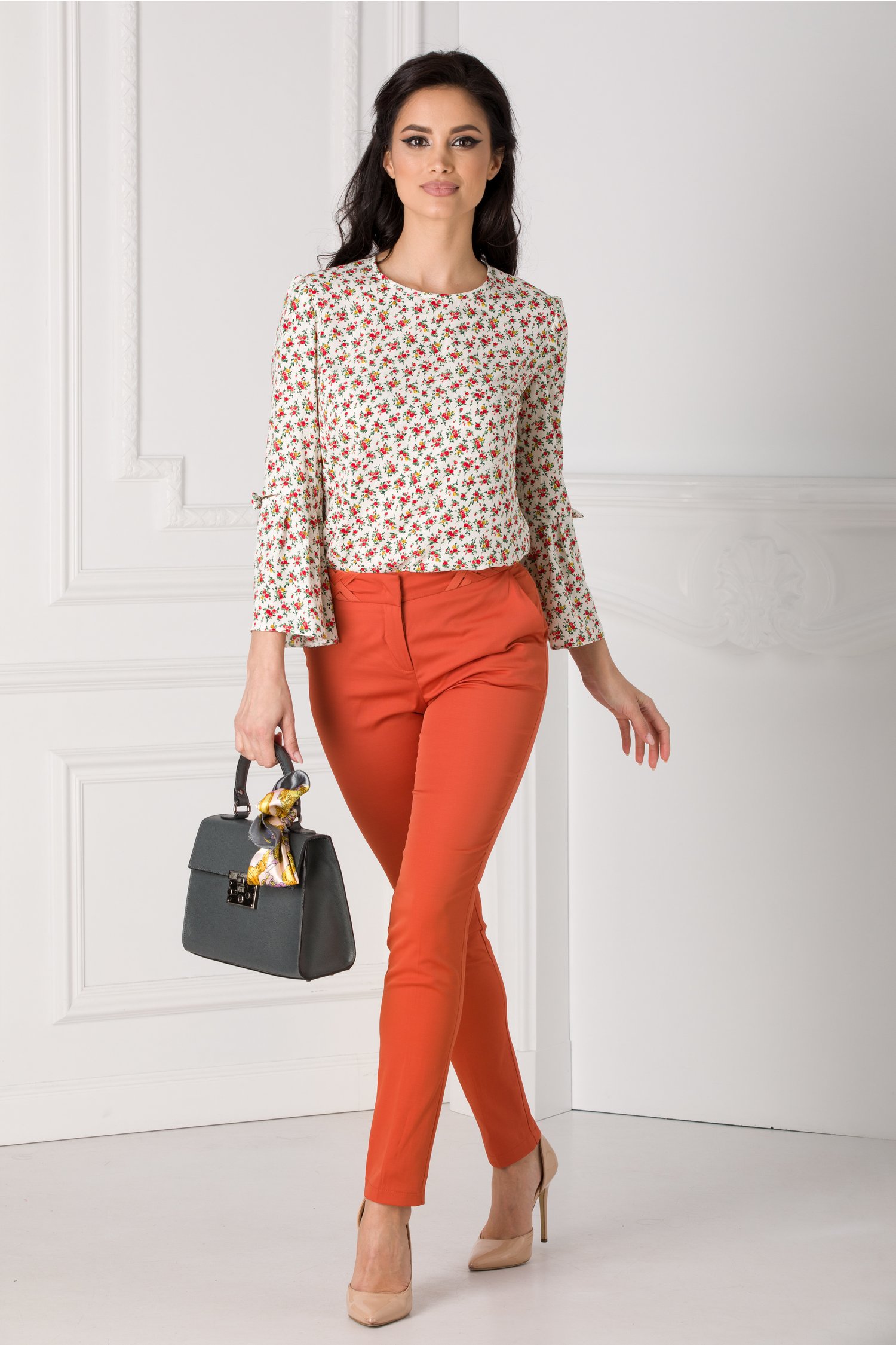 Pantaloni Amelia office caramizii