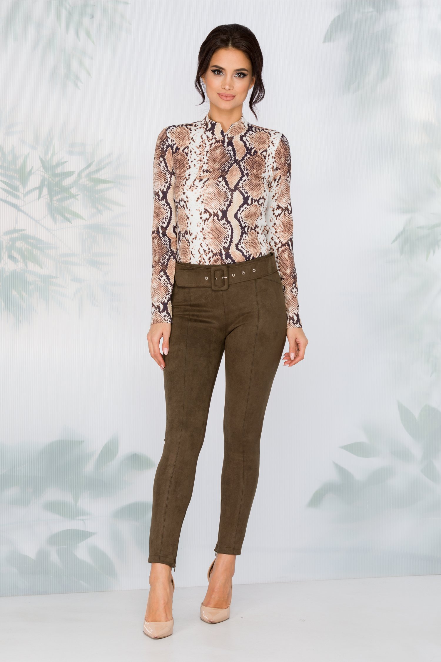 Pantaloni Betty kaki office