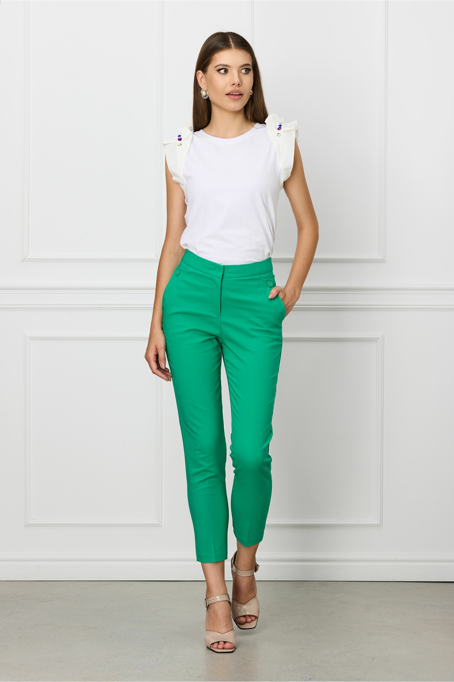 Pantaloni Callisto office verde crud