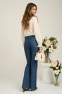 Pantaloni casual din denim albastri evazati