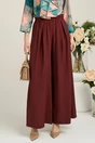 Pantaloni casual din viscoza bordo evazati